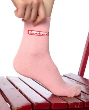 Love Struck Yazılı Pembe Soket Çorap