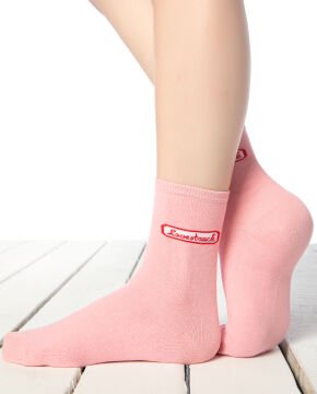 Love Struck Yazılı Pembe Soket Çorap