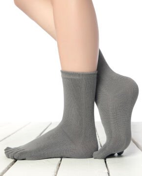 Unisex Bambu Parmaklı Çorap Gri Renk