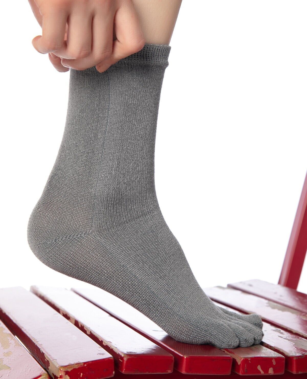 Unisex Bambu Parmaklı Çorap Gri Renk