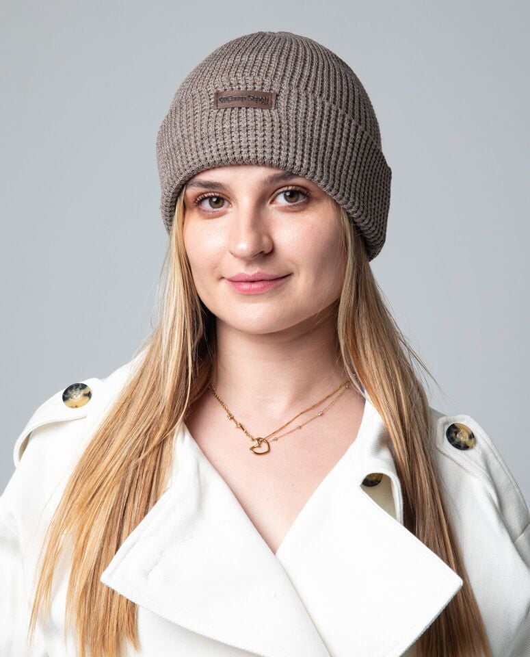 Fermuar Model Kadın Bere Sütlü Kahve Renk