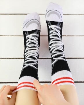 Siyah Converse Desen Soket Çorap