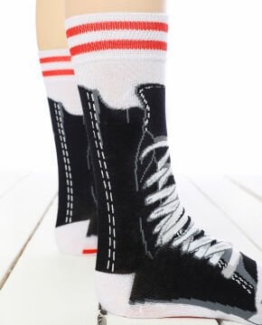 Siyah Converse Desen Soket Çorap