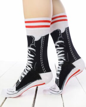 Siyah Converse Desen Soket Çorap