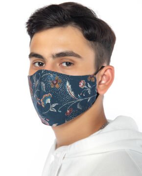 Poplin Kumaş Çiçek Desen Unisex Yüz Maskesi