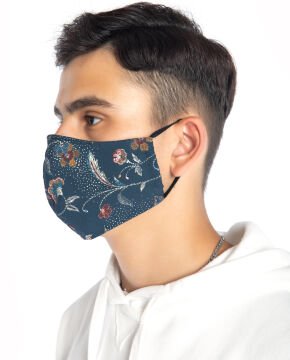 Poplin Kumaş Çiçek Desen Unisex Yüz Maskesi