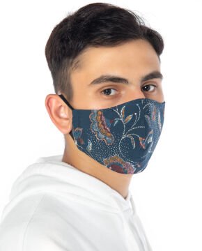 Poplin Kumaş Çiçek Desen Unisex Yüz Maskesi