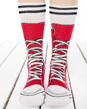 Kırmızı Converse Desen Soket Çorap