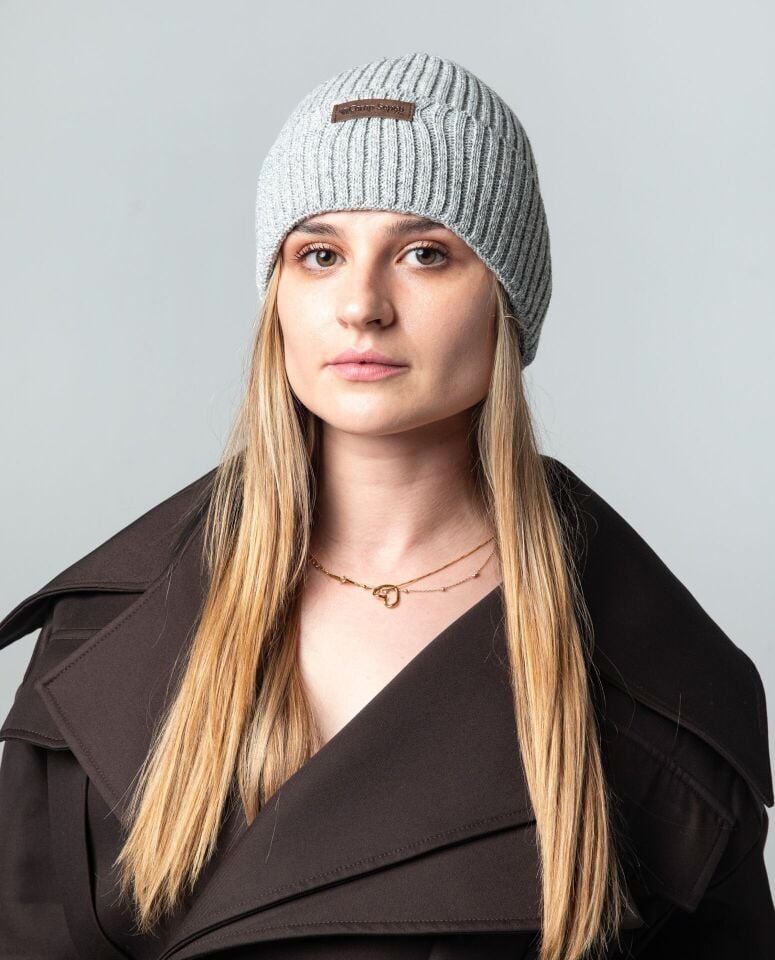 Lastikli Kadın Bere Gri Renk