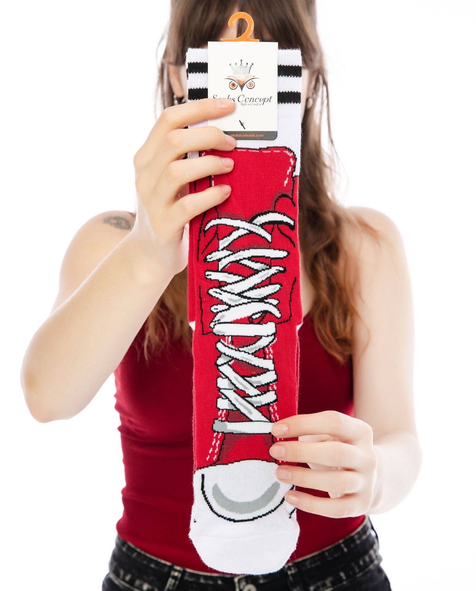 Kırmızı Converse Desen Soket Çorap KIRMIZI - 35/39